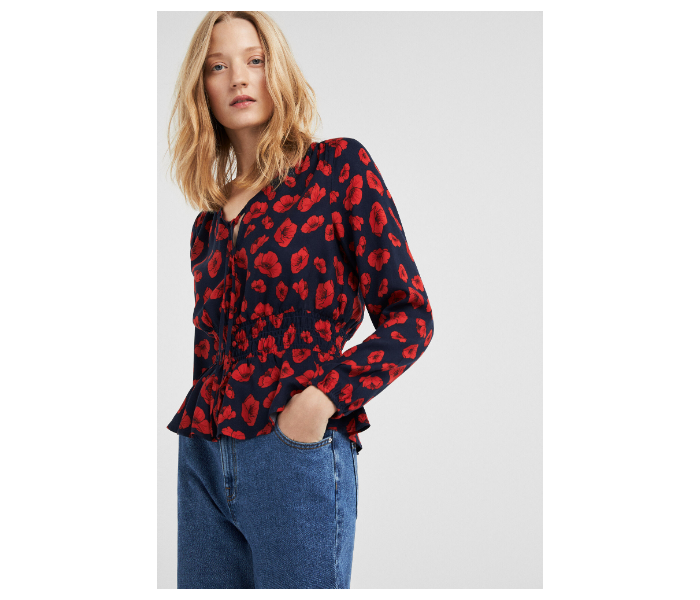 Springfield SS19 Long Sleeve Floral Blouse EU 40 For Women - Red and Black - Zoom Image 2