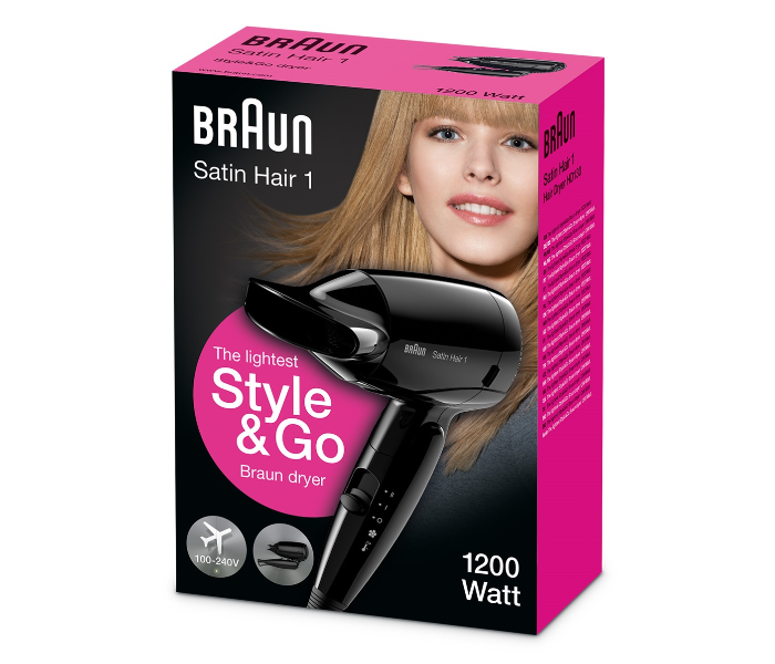 Braun HD130 Satin Hair 1 Style and Go Travel Dryer - Black - Zoom Image 5