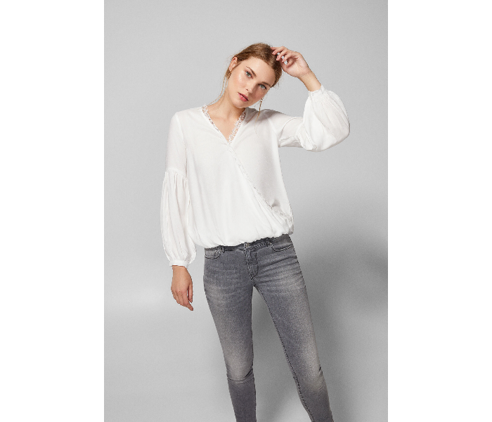 Springfield AW18 Long Sleeve Plain Blouse EU 36 For Women - White - Zoom Image 4