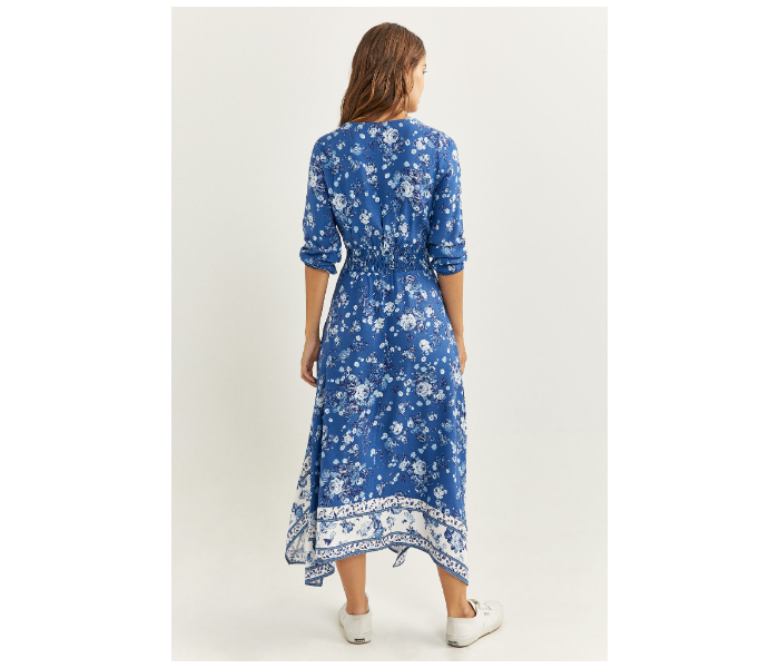 Springfield SS20 Printed Knit Dress EU 36 For Women - Blue and White - Zoom Image 4