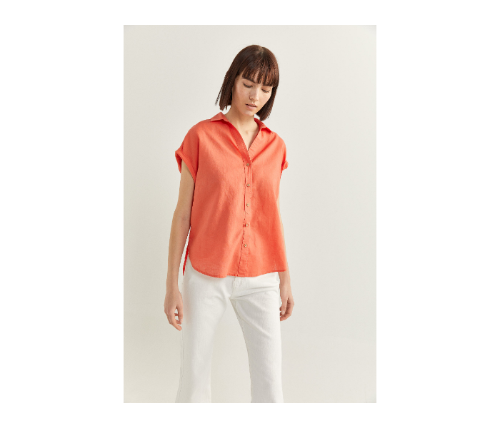 Springfield SS20 Plain Short Sleeve Blouse EU 34 For Women - Orange - Zoom Image 2