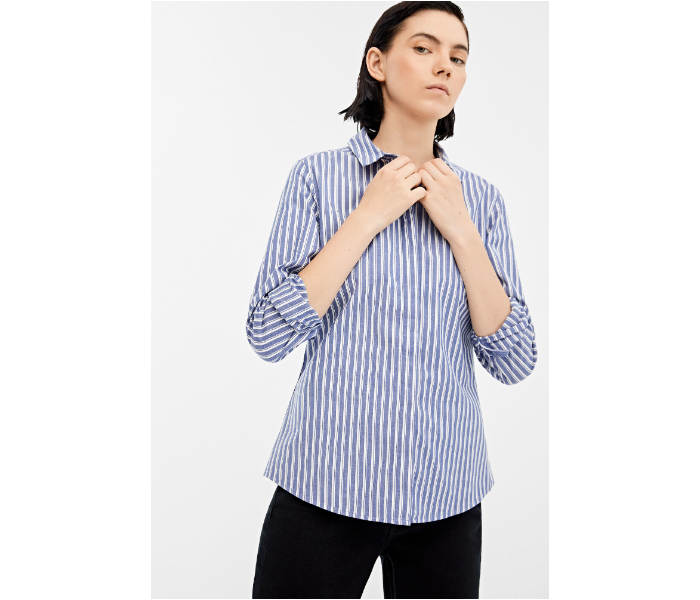 Springfield AW19 Long Sleeve Printed Blouse EU 38 For Women - Blue and White - Zoom Image 3