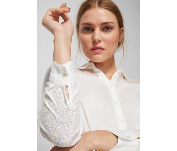 Springfield AW18 Long Sleeve Solid Blouse EU 38 For Women - White - Zoom Image 3