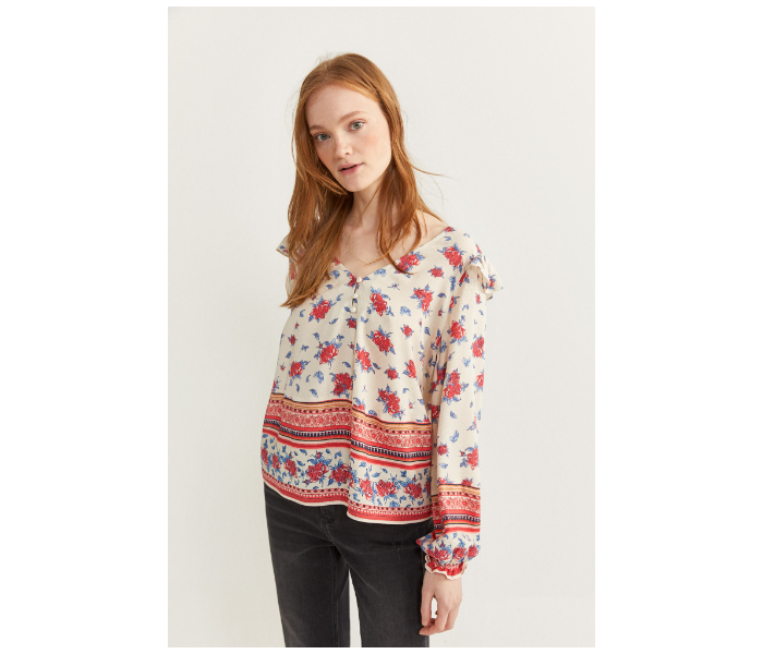 Springfield Regular Fit Long Sleeve Floral Blouse EU 38 For Women - Beige And Red - Zoom Image 2