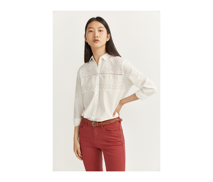 Springfield SS20 Embroidered Shirt EU 38 For Women - Light Cream - Zoom Image 1