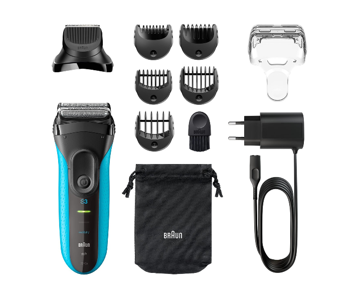 Braun 3010BT Series 3 Wet and Dry Shaver With Trimmer Head - Blue - Zoom Image 2