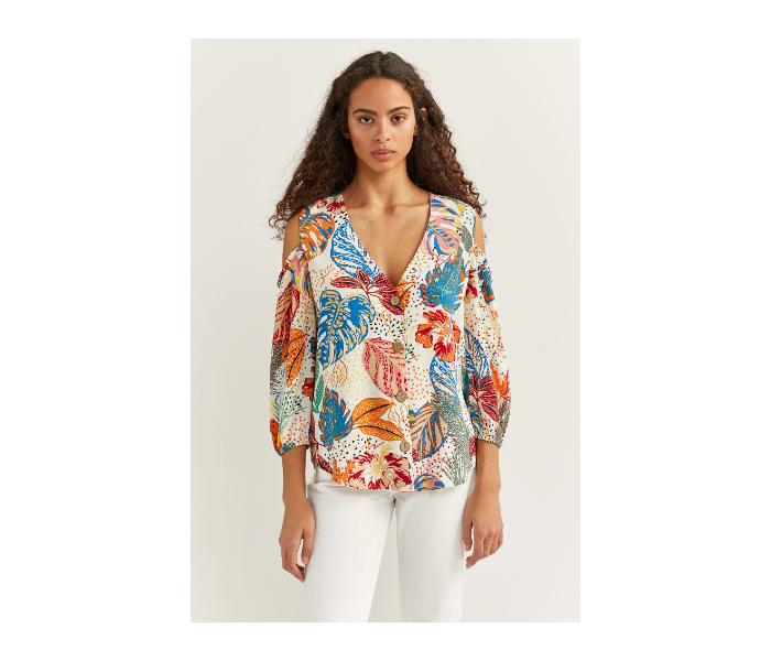 Springfield SS20 Printed Shoulder Shirt  EU 36 For Women - Beige - Zoom Image 1