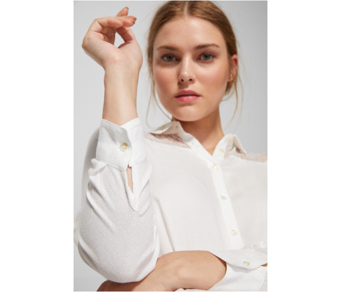 Springfield AW18 Long Sleeve Solid Blouse EU 42 For Women - White - Zoom Image 3