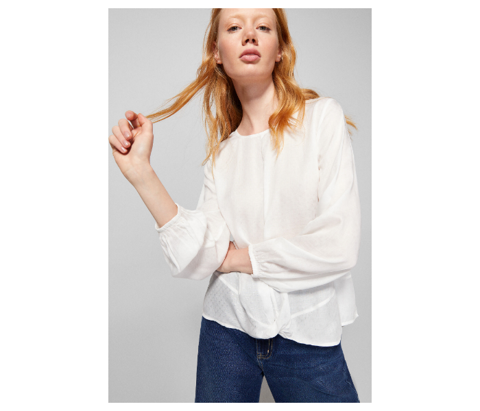 Springfield AW18 Long Sleeve Plain Blouse EU 42 For Women -White - Zoom Image 3