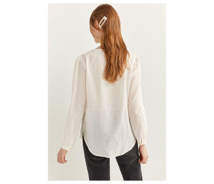 Springfield Regular Fit Long Sleeve Plain Blouse EU 34 For Women - Cream - Zoom Image 4