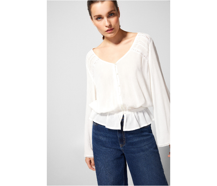 Springfield AW18 Long Sleeve Blouse EU 40 For Women - White - Zoom Image 3