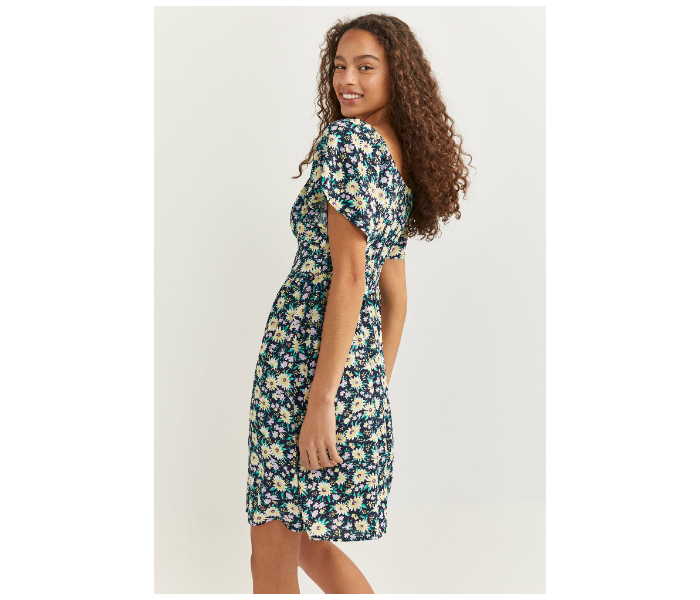 Springfield SS18 Flower Printed Knit Dress EU 44 For Women - Green and Yellow - Zoom Image 3