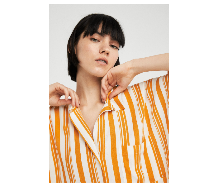 Springfield SS19 Plain Short Sleeve Shirt EU 38 For Women - Yellow and White - Zoom Image 3