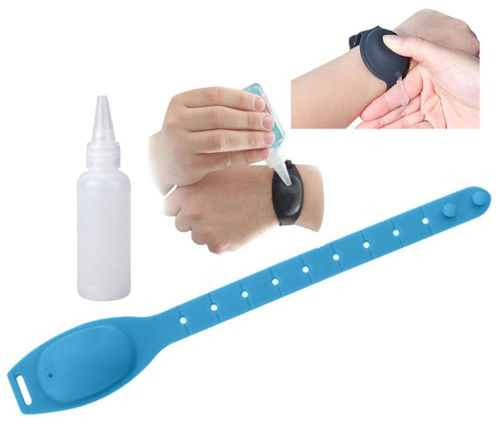 Portable 10 ml Hand Sanitizer Dispensing Wristband Bracelet Wearable Hand Dispenser Portable Silicone Travel Refillable - Light Blue - Zoom Image 1