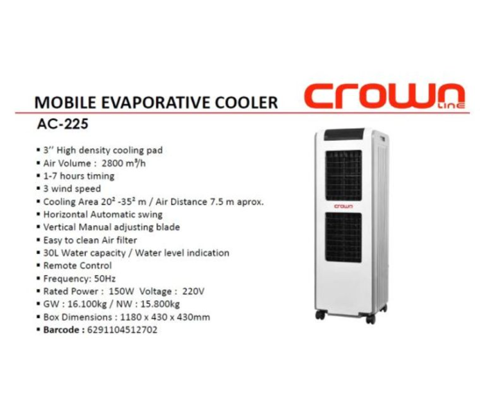 Crownline AC225 Portable Evaporative Air Cooler - White - Zoom Image 7