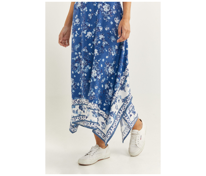 Springfield SS20 Printed Knit Dress EU 36 For Women - Blue and White - Zoom Image 3