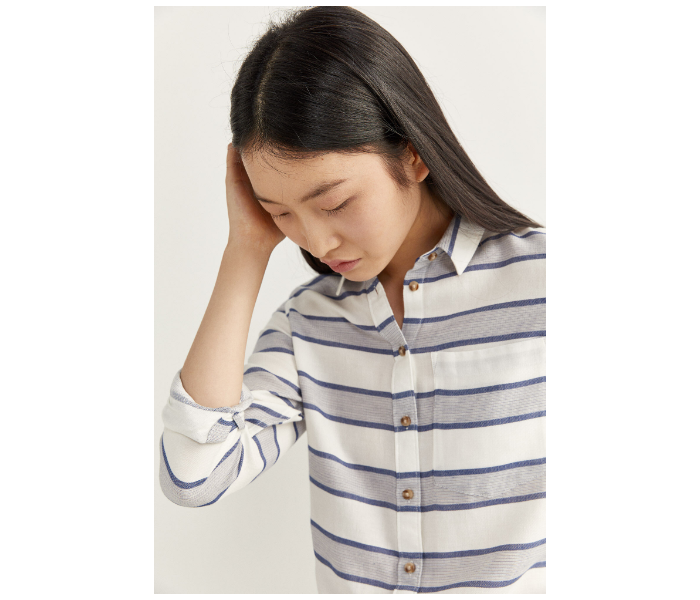 Springfield SS20 Long Sleeve Striped Shirt EU 34 For Women - White and Blue - Zoom Image 1