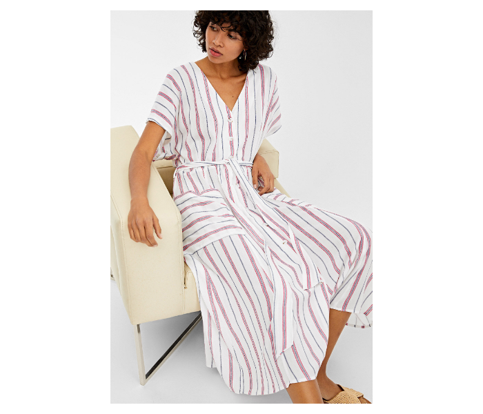 Springfield AW19 Striped Knit Dress EU 38 For Women - Pink and White - Zoom Image 2