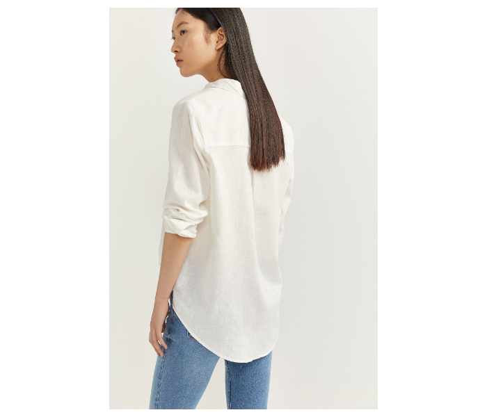 Springfield SS20 Long Sleeve Plain Shirt EU 36 For Women - Light Cream - Zoom Image 4