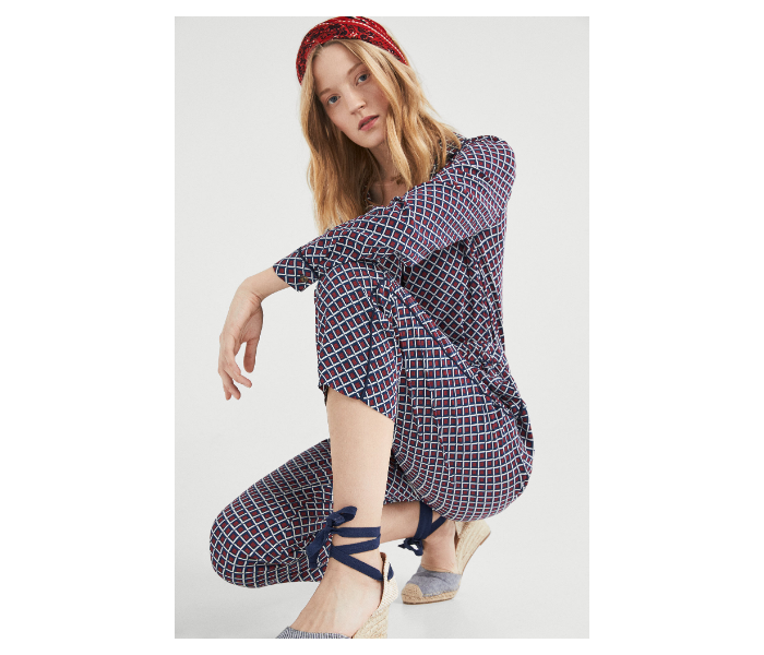 Springfield SS19 Checked Cotton Fancy Pant EU 38 For Women - Brown and Blue - Zoom Image 2