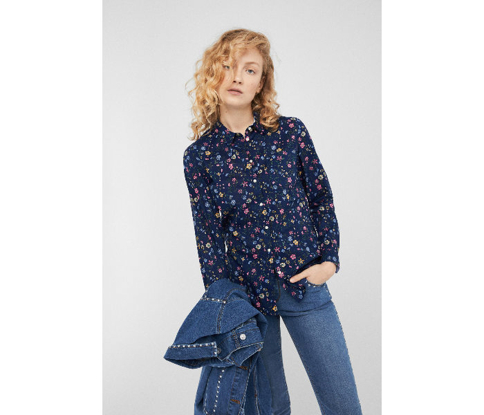 Springfield SS19 Long Sleeve Floral Blouse EU 36 For Women - Navy Blue - Zoom Image 4