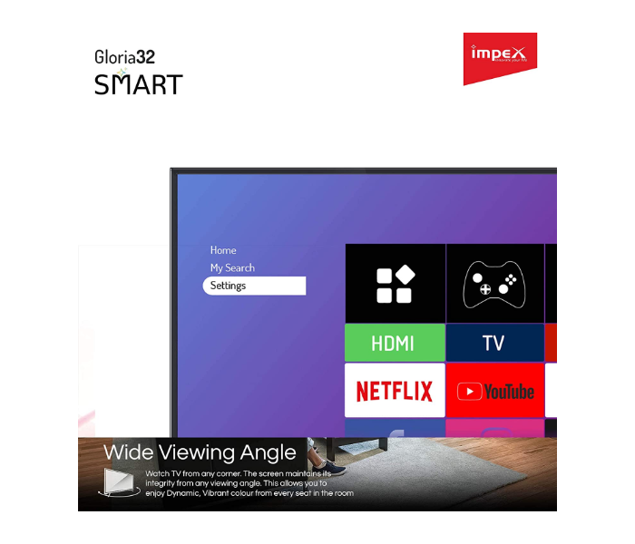 Impex Gloria 32 Smart 32 Inch HD Ready Smart LED TV - Black - Zoom Image 2