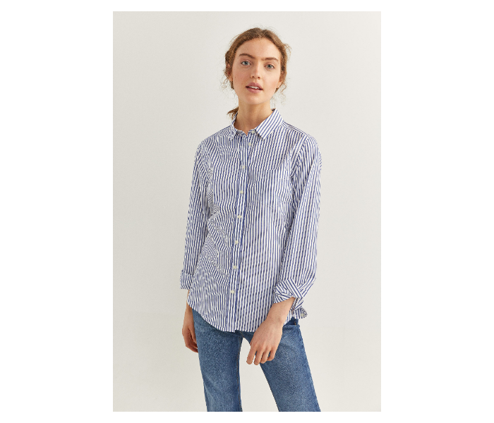 Springfield SS20 Long Sleeve Striped Shirt EU 34 For Women - Blue and White - Zoom Image 3