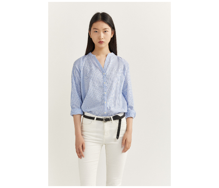 Springfield SS20 Long Sleeve Striped Blouse With Button Closure EU 40 For Women - Light Blue - Zoom Image 1