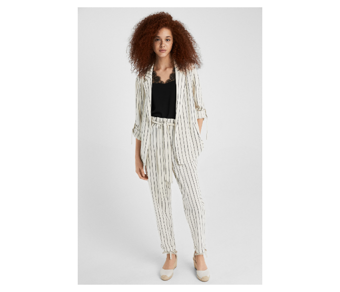 Springfield SS19 Striped Cotton Fancy Pant EU 38 For Women - Ivory Black - Zoom Image 1