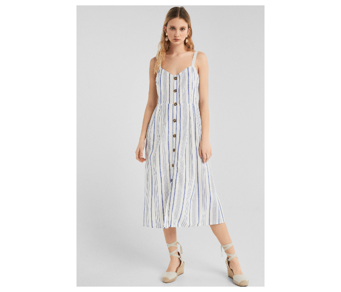 Springfield SS19 Striped Knit Dress EU 42 For Women - White and Blue - Zoom Image 1