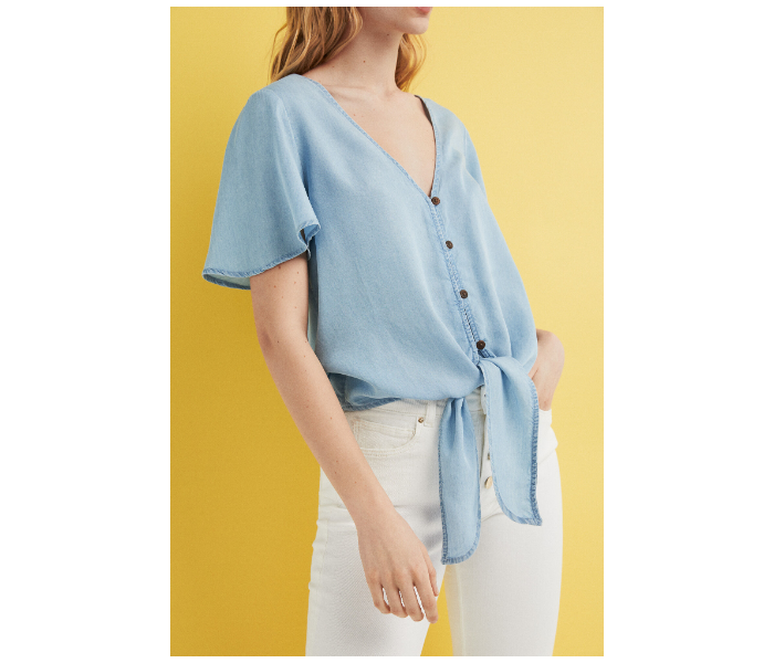 Springfield SS19 Plain Short Sleeve Blouse EU 34 For Women - Light Blue - Zoom Image 2