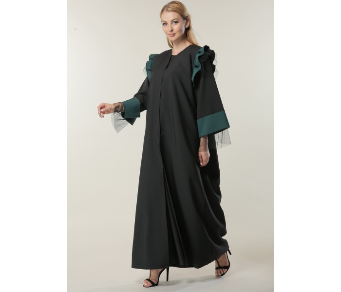 Moistreet Double XL Black Loose Fit open Abaya - Black - Zoom Image 2