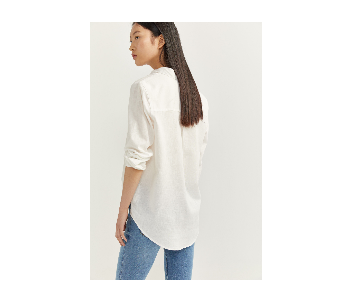 Springfield SS20 Long Sleeve Plain Shirt EU 38 For Women - Light Cream - Zoom Image 4