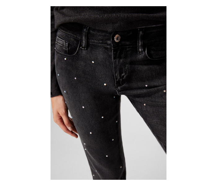 Springfield AW18 Fancy Dotted Denim Trouser EU 38 For Women - Black - Zoom Image 3