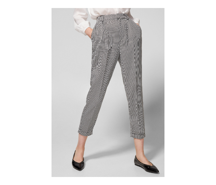 Springfield AW18 Checked Cotton Pant EU 42 For Women - Black and White - Zoom Image 2