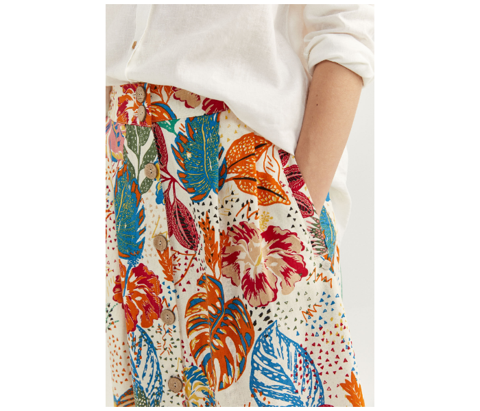 Springfield SS20 Printed Midi Skirt EU 38 For Women - Ivory - Zoom Image 4