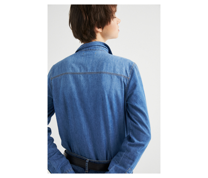 Springfield SS19 Long Sleeve Plain Blouse EU 36 For Women - Jean Blue - Zoom Image 2