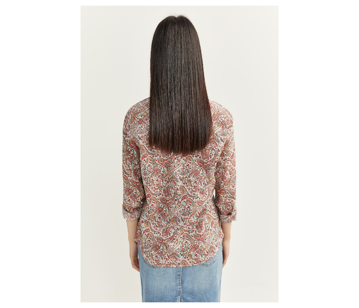 Springfield SS20 Long Sleeve Floral Blouse With Button Closure EU 38 For Women - Brown and Beige - Zoom Image 4