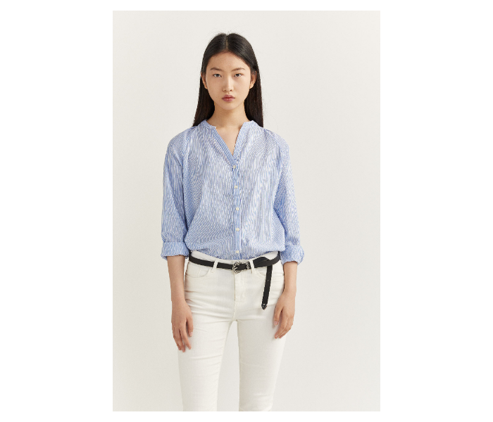 Springfield SS20 Long Sleeve Striped Blouse With Button Closure EU 36 For Women - Light Blue - Zoom Image 1