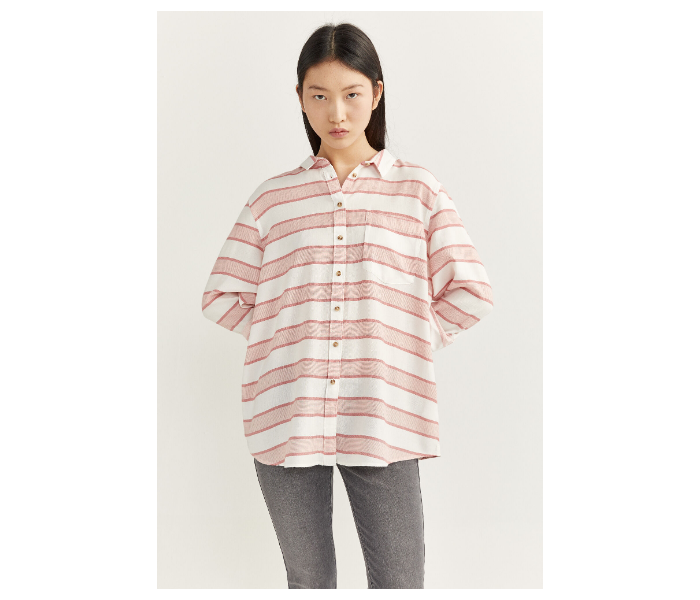 Springfield SS20 Long Sleeve Striped Shirt EU 38 For Women - Coral - Zoom Image 3