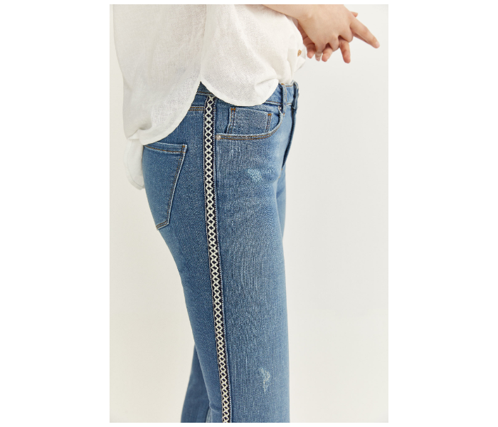 Springfield SS20 Fancy Denim Jeans EU 34 For Women - Blue and White - Zoom Image 2