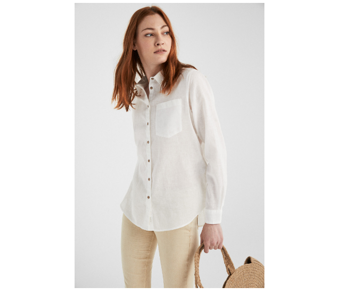 Springfield SS19 Long Sleeve Plain Blouse EU 42 For Women – Light Cream - Zoom Image 1