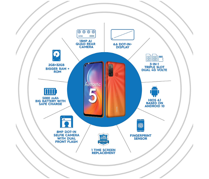 Tecno Spark 5 2GB RAM 32GB Dual Sim 4G - Spark Orange - Zoom Image 1