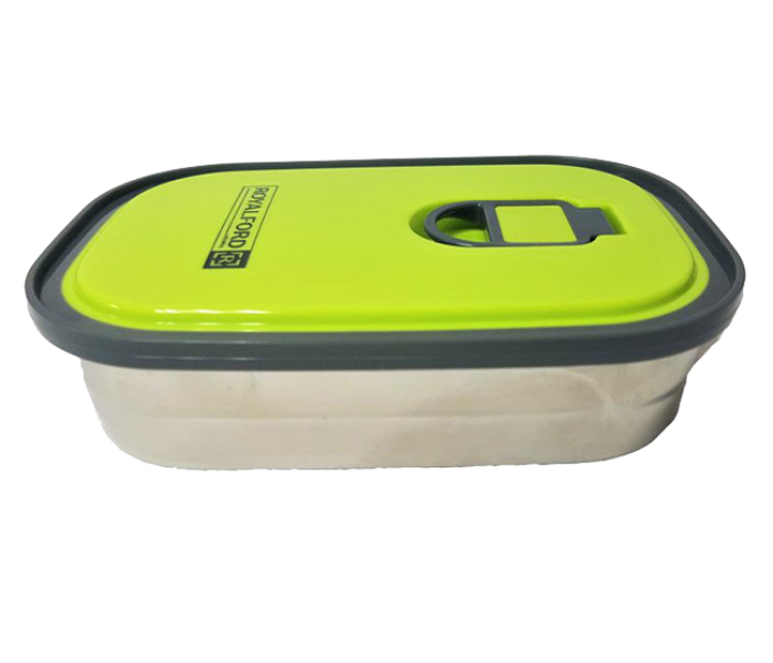 Royalford RF7014 680ml Stainless Steel Rectangle Lunch Box - Silver & Green - Zoom Image 2