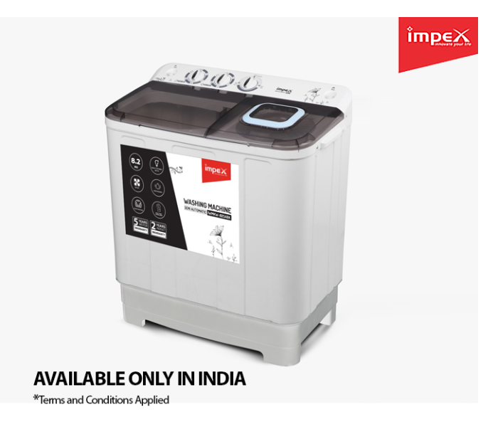 Impex WMKW82SABIND 8.2Kg Semi Automatic Washing Machine - Black and White(Delivery Available Only In India) - Zoom Image 1