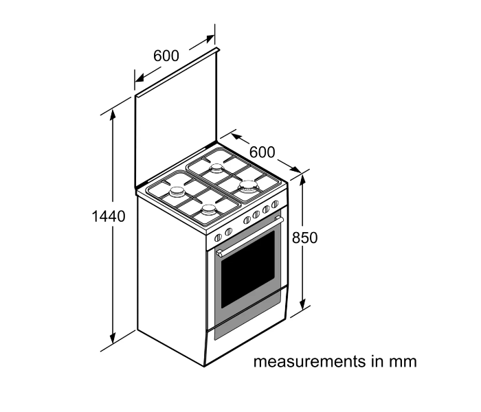 Bosch HGB320E50M 60 Cm Series 4 Free-Standing Gas Cooker - Stainless Steel and Black - Zoom Image 6