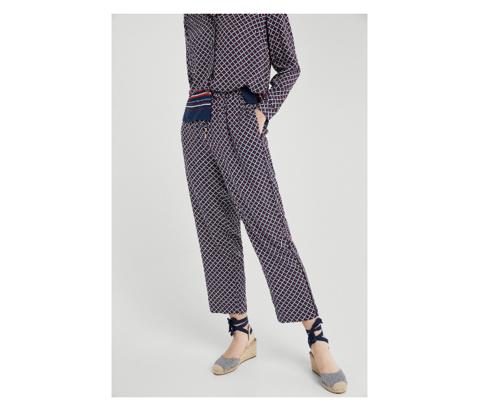 Springfield SS19 Checked Cotton Fancy Pant EU 42 For Women - Brown and Blue - Zoom Image 3