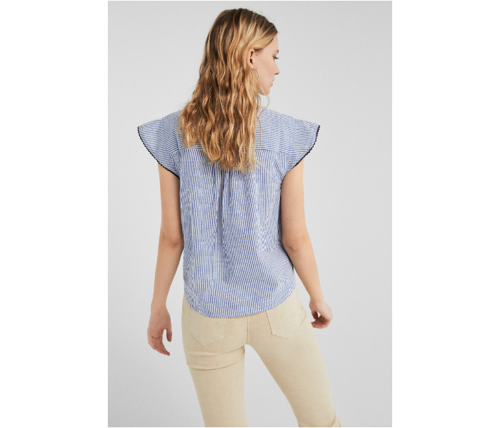 Springfield SS19 Design Short Sleeve Blouse EU 42 For Women - Light Indigo - Zoom Image 3