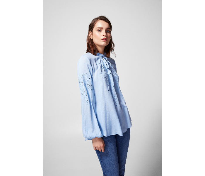 Springfield SS19 Long Sleeve Plain Blouse EU 40 For Women - Blue - Zoom Image 4