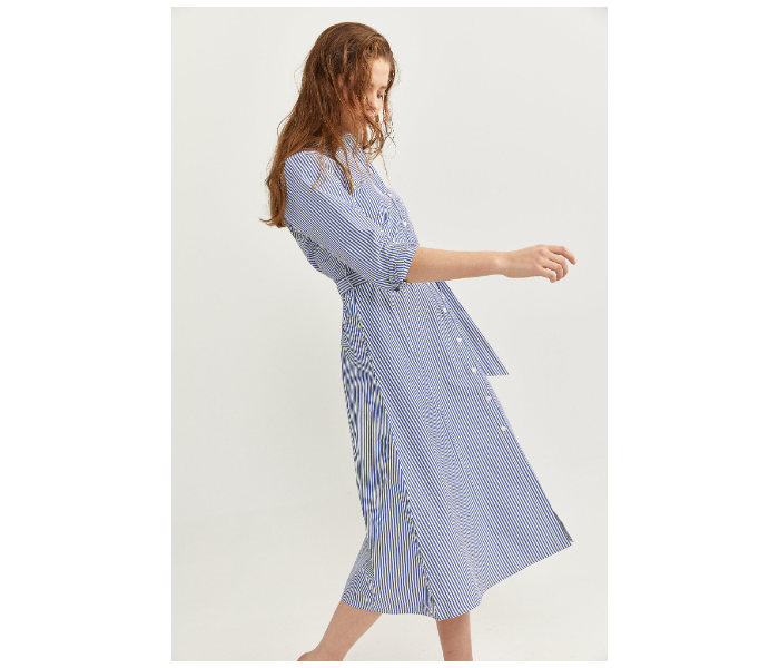 Springfield SS20 Striped Knit Dress With Tie-Up Dress EU 42 For Women - Light Blue - Zoom Image 2